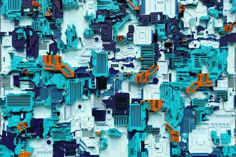 3d illustration of a pattern in the form of a metal, technological plating of Stockillustratie