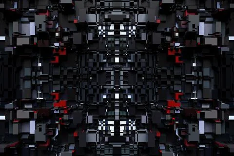 3d illustration of a pattern in the form of a metal, technological plating of Stock Illustration