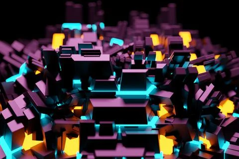 3d illustration of a pattern in the form of metal, technological plating of a Stock Illustration