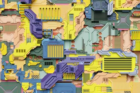 3d illustration of a pattern in the form of a metal, technological plating of 스톡 일러스트