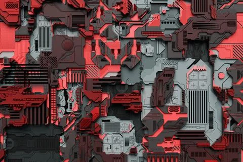 3d illustration of a pattern in the form of a metal, technological plating of Stockillustratie