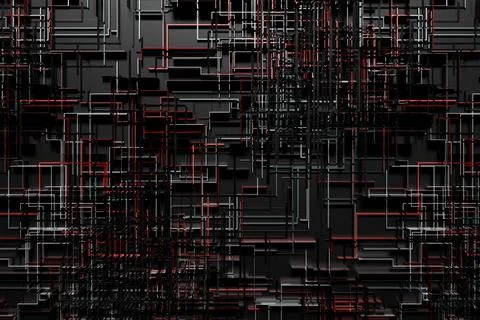 3d illustration of a pattern in the form of a metal, technological plating of Stock Illustration