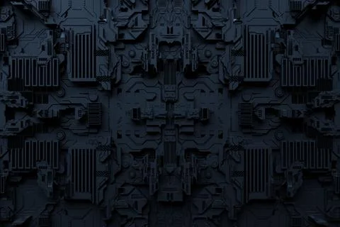 3d illustration of a pattern in the form of a metal, technological plating of Stock Illustration