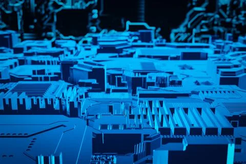 3d illustration of a pattern in the form of a metal, technological plating of Stock Photos