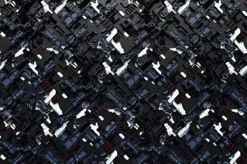 3d illustration of a pattern in the form of a metal, technological plating of Foto stock