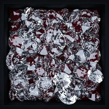 3D illustration of a pattern of many transparent diamonds  on a monogrome bac Foto stock