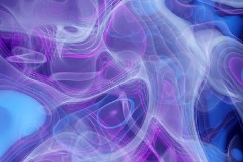 3D illustration, pattern, neon  blue and pink  a smoke in the  on a dark isol Illustrazione stock