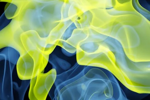 3D illustration, pattern, neon  blue and green  a smoke in the  on a dark iso Stock Illustration