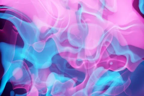 3D illustration, pattern, neon  blue and pink  a smoke in the  on a dark isol Illustrazione stock