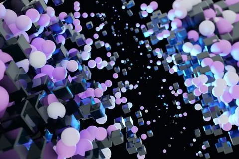 3D illustration Pattern from pink, purple and black  colors flying geometric  스톡 일러스트