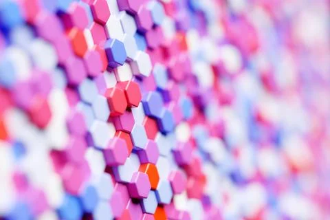 3d illustration of a pattern of simple geometric hexagonal shapes, mosaic bac Stock Illustration