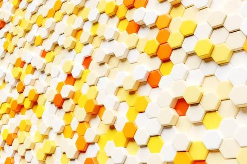 3d illustration of a pattern of simple geometric hexagonal shapes, mosaic bac Illustrazione stock