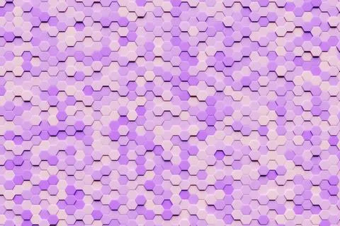 3d illustration of a pattern of simple geometric hexagonal shapes, mosaic bac Stock Illustration