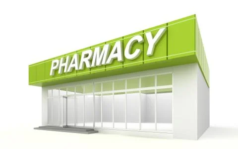 3D illustration of a pharmacy store Ilustración de archivo