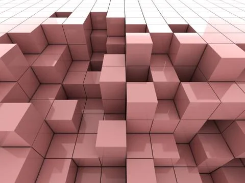 3d illustration of pinc cubes Stock Illustration