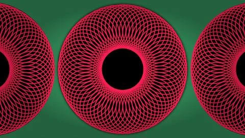 3D illustration pink and black circle mandala isolated on Pea green backgroun Stock-Illustration