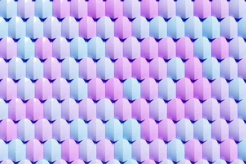 3d illustration pink  geometric pattern . Set of squares on monocrome backgro Stock Illustration