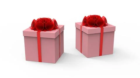 3d Illustration of pink gift boxes on a white background Stock Illustration