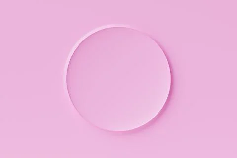 3D illustration  of  pink  round  frame  on a  monochrome wall for design Illustrazione stock