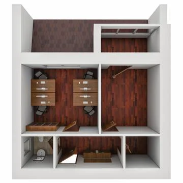 3D illustration of the plan of office Stockillustratie