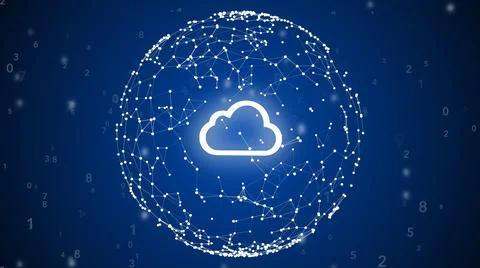 3d illustration of planet Earth network view with cloud sign. Stock Illustration