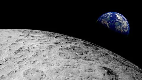 3D Illustration of  Planet earth view from moon Stock Illustration