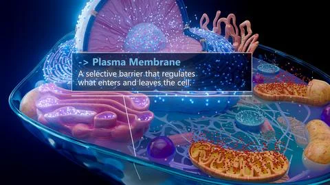 3D illustration of the plasma membrane surrounding a cell Stock Illustration