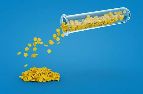 3d illustration plastic bead on blue background, master batch, polymer resin, pl Stock Illustration
