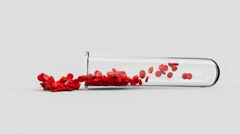 3d illustration of plastic granulates falling from a sample test tube isolated o イラスト素材