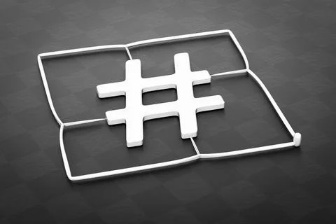 3d illustration of a plastic injection molding hashtag sign Stock Illustration