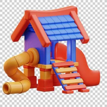 3D illustration playground Structure with Slides and Stairs Stock Illustration