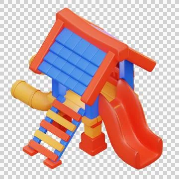 3D illustration playground Structure with Slides and Stairs Stock Illustration
