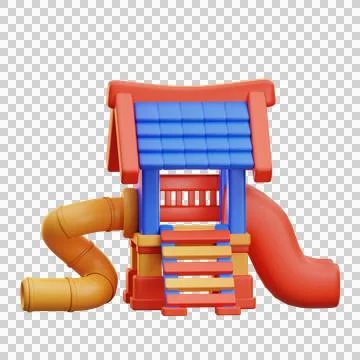 3D illustration playground Structure with Slides and Stairs Stock Illustration