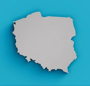 3D illustration of Poland's topographic map on a blue sea surface イラスト素材