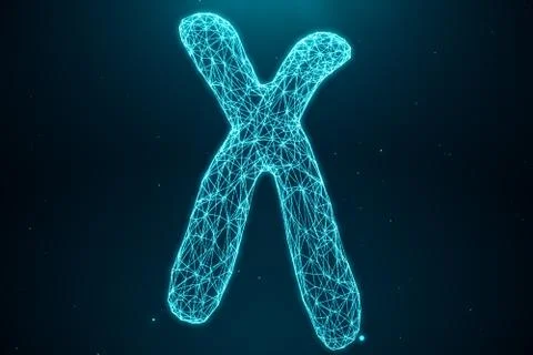 3D Illustration Polygonal Low poly Digital Artificial X-Chromosomes Consisting Stock Illustration