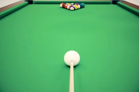 3D illustration pool billiard game. American pool billiard. Pool billiard game Stock Illustration