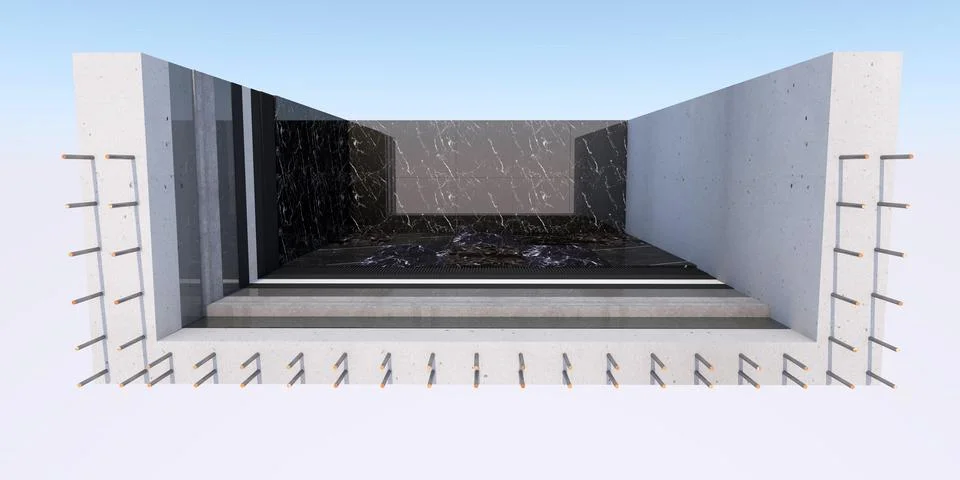 3d illustration of pool structures in section Stock Illustration