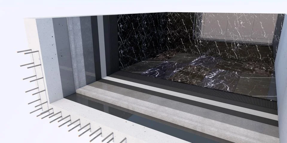 3d illustration of pool structures in section Stock Illustration