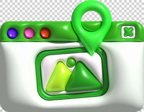 3d illustration pop up app window check in place in photo. 스톡 일러스트