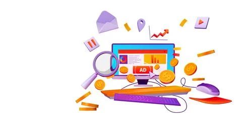 3D illustration of ppc management services icon Stock Illustration