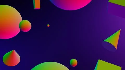 3D illustration of primitives objects, abstract wallpaper Stock Photos