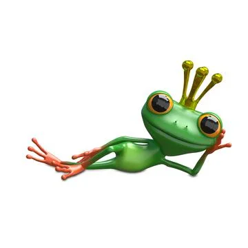 3D Illustration Princess Frog Lying Stock Illustration