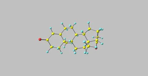 3D illustration of Progesterone molecular structure isolated on grey Stock Illustration