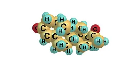 3D illustration of Progesterone molecular structure isolated on white Stock Illustration