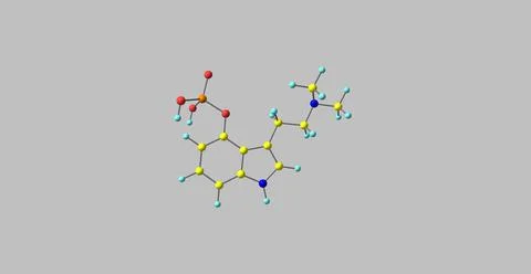 3D illustration of Psilocybin molecular structure isolated on grey Stock Illustration