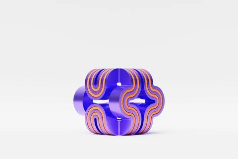 3D illustration of a purple  node against white background. Fantastic  shape  Illustrazione stock