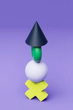 3d illustration of a pyramid of multi-colored geometric volumetric figures on Stock Photos