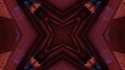 3D illustration of a quadrangular star shaped kaleidoscopic pattern in red Stock Illustration