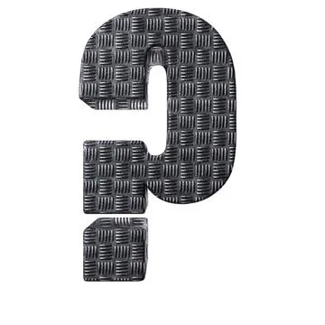 3d illustration of a question mark with a metal texture Stock Illustration