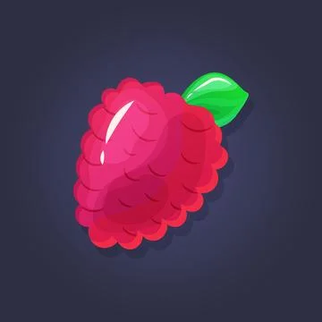3D Illustration of raspberry for game items. Realistic bright berry on a da.. Stock Illustration